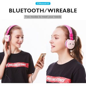 Cute Kids Girl Cartoon Blueooth Headphones 3D Cat Rabbit Animal Wireless Music Helmet Gaming Headset For Moible Phone MP3 PC
