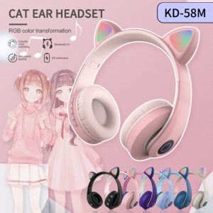 New LED Cat Ear Noise Cancelling Headphones Bluetooth 5.0 Young People Cute Kids Headset Support TF Card 3.5mm Plug With Mic