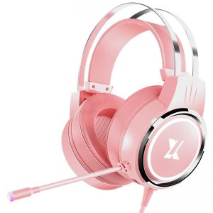 7.1 Surround Sound Pink Headphones Gaming Headset Wired With Microphone Professional Gamer RGB Light For PS4 Phone PC Girl Gift