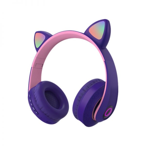 New LED Cat Ear Noise Cancelling Headphones Bluetooth 5.0 Young People Cute Kids Headset Support TF Card 3.5mm Plug With Mic