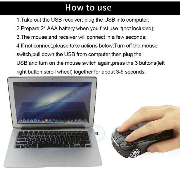 Wireless Computer Car Shape Mouse Mini 3D Ergonomic PC Gamer Mause Optical Usb Kids Gift LED Gaming Auto Mice For Laptop Macbook