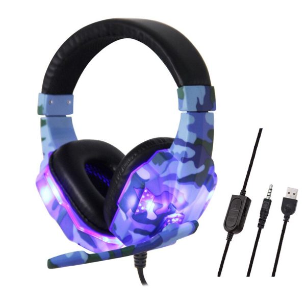 Camouflage Gaming Headset Professional Gamer Headphone Computer Earphones With LED Light MIC For PC /PS4 USB Wire Headset