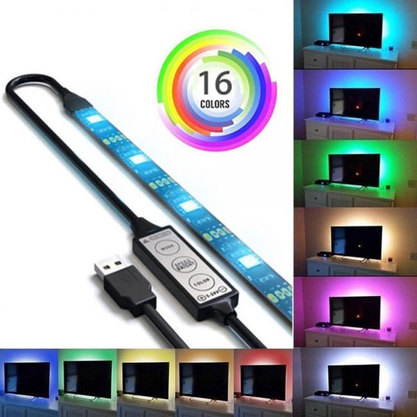 USB Powered RGB 5050 Flexible LED Lamp Strip Lighting For TV Computer Background Light Desktop Screen BackLight Diode Tape JULY7