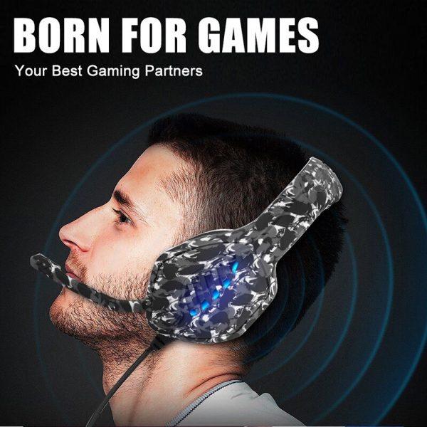 PS4 Wired Camouflage Gaming Headset PC Computer Gamer Gaming Laptop Microphone Brand New Light Music Stereo Headset Big Headset