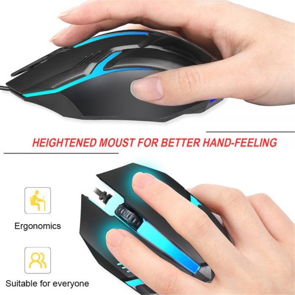 S1 USB Wired Gaming Mouse 7 Colors LED Backlight Ergonomics Gamer Mouse Flank Cable Optical Mice For Laptop Mice PC Desktop