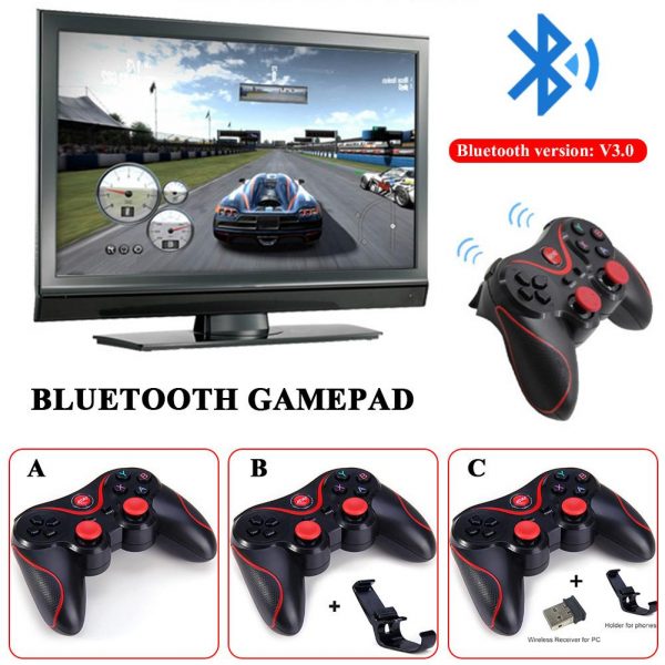 T3 Bluetooth Gamepad Joystick For Android Wireless Gaming S600 STB S3VR Game Controller for PC Android Smartphone With Holder