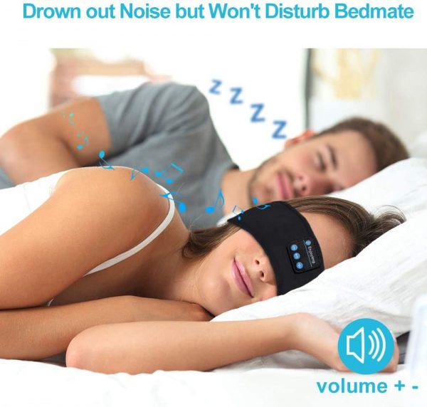 Bluetooth Sleeping Headphones Headband Thin Soft Elastic Comfortable Wireless Music Headphones Eye Mask for Side Sleeper