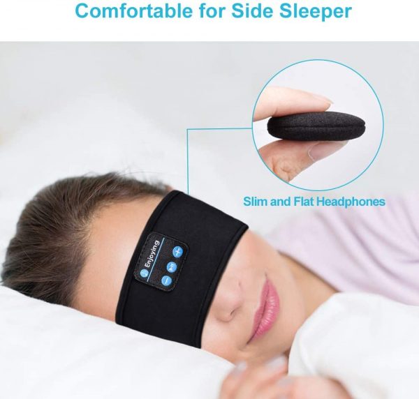 Bluetooth Sleeping Headphones Headband Thin Soft Elastic Comfortable Wireless Music Headphones Eye Mask for Side Sleeper